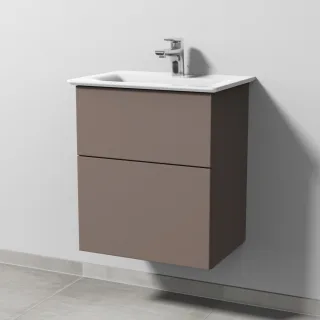 Sanipa 3way Waschtischunterbau zu Ideal Standard Connect Air Waschtisch mit 2 Auszügen, Taupe-Matt SP6401T