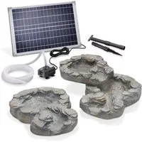 esotec Bachlaufschale Bachlaufschalenset 3-teilig + Solarpumpe 875l/h 25Wp Solarmodul 101310, Komplettset, 13-tlg., Bachlauf Komplettset, Detailgetreu nachgebildete Steinstruktur aus Polyresin