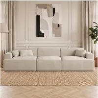 skølm Sofa Freki aus Cord, Vollschaumcouch mit Federkern und Vakuum-Kompression, Beige, Couch 3 Sitzer mit 3 Kissen, kein Aufbau erforderlich, 230 cm breit, gepolstert, vakuumiert