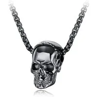 Sanixa Edelstahlkette Totenkopfkette silber schwarz Halskette Edelstahl mit Anhänger Skull, Herrenkette Damenkette Halsschmuck