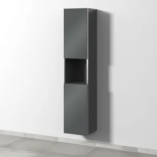 Sanipa 3way Hochschrank mit 2 Türen und 1 offenem Fach, Anthrazit-Glanz BS11479