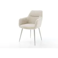 DELIFE Polsterstuhl Pejo-Flex, 4-Fuß konisch Edelstahl Cord Beige Taschenfederkern