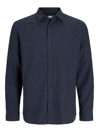 JACK&JONES - JJECLASSIC MELANGE SHIRT L/S NOOS Navy Blazer - Gr. - XL