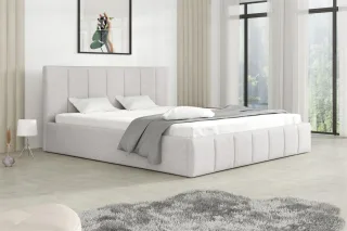 Polsterbett Doppelbett DETROIT Komplettset 180x200cm Stoff Freya Hellgrau