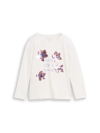 tom tailor kids - Langarmshirt mit Wendepailletten whisper white - Gr. - 98