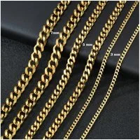 Ware aus aller Welt Panzerkette Edelstahl Halskette Breite 3 5 7mm Länge 40 50 60cm Gold vergoldet