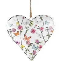 formano Dekohänger Herz aus Metall Blumenwiese 20cm - Dekor auf Vorder- und Rückseite