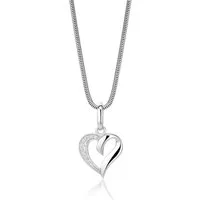 Miore Kette mit Anhänger MSM164N - Halskette & Herzanhänger 925 Sterling Silber, Herz mit 12 Zirkonia 0,11 Kt
