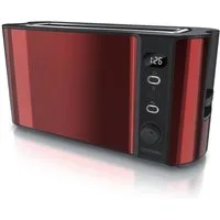 Arendo Toaster Langschlitz, Edelstahl, Display mit Restzeitanzeige, Brötchenaufsatz, 1 langer Schlitz, für 2 Scheiben, 1000 W, Defrost Funktion, Wärmeisolierendes Gehäuse, Krümelschublade