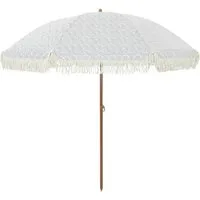 vidaXL Sonnenschirm Strandparasol Grau und Weiß 205 x 205 x 210 cm