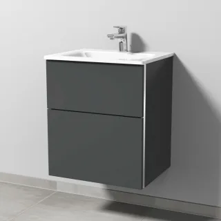 Sanipa 3way Glas-Set Glas-Waschtisch und Unterbau mit 2 Auszügen, Anthrazit-Matt BR20022