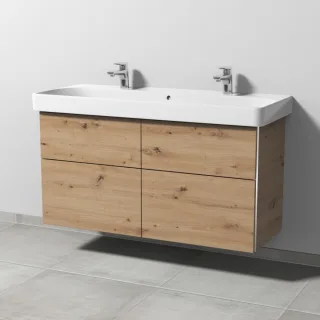 Sanipa 3way Waschtischunterbau zu Geberit Smyle Square Waschtisch mit 4 Auszügen, Eiche Natural-Touc BR67385