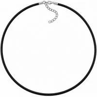 unbespielt Collier Vollgummikette Naturkautschuk schwarz Verschluss silberfarbig 45 cm, Modeschmuck für Damen und Herren