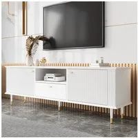 Merax Lowboard mit Soft-Close-Funktion, Hochglanz Fernsehschrank Sideboard (1 St), TV-Schrank mit 2 Türen, Schublade & offenen Fächern, 170x36x54cm