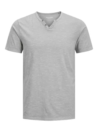 JACK&JONES - JJESPLIT NECK TEE SS NOOS ultimate grey - Gr. - XS