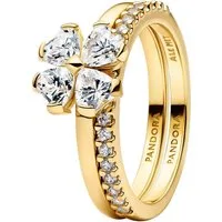 Pandora Fingerring DamenFunkelnder Glücksklee Goldfarben