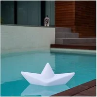 Licht-Trend Gartenleuchte Schwimmfähige Akku-LED-Dekolampe The Boat Weiß