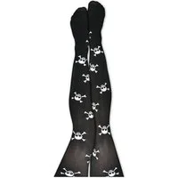 Orlob Strumpfhose Totenkopf Strumpfhose Schwarz Halloween Karneval Fasching Cosplay Mit Totenkopf Motiv