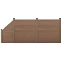 neu.holz Gartenzaun, (mit Pfosten), »Utrera« Lamellenzaun mit Schräge WPC Sichtschutz 183x451cm Braun