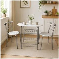 HTI-Living Essgruppe Tischgruppe Weiß Merit, (Set, 3-tlg., 1 Tisch, 2 Stühle), Essgruppe 1 Tisch 2 Stühle