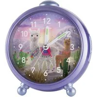 Atrium Kinderwecker A932-8 Livi & Pedro Analog Quarz leise Licht Snooze Mädchen Alpaka Lila Geschenk Ø10,5cm