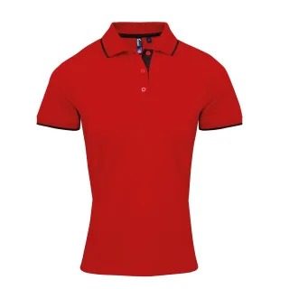 Premier Womens/Ladies Contrast Coolchecker Polo Shirt (Rot/Schwarz)