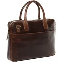 SID & VAIN Umhängetasche echt Leder Aktentasche 17 Zoll Laptop Fach braun (Echtleder Laptop Tasche BOSTON, Business Tasche Herren), Laptoptasche 17 Zoll Arbeitstasche Umhängetasche Damen Herren braun