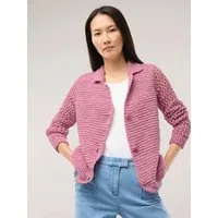 Walbusch Strickjacke Damen Strickjacke mit Leinen Reverskragen Knopfleiste, Reverskragen, modisch