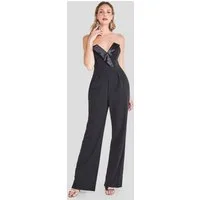 Goddiva Jumpsuit Satin Collar Scuba Jumpsuit Seitentaschen, eleganter Look, ideal für Abend & Events