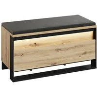 HAUSELEMENT Sitzbank QUANT QG-03, LED-Beleuchtung Schuhschrank 92 cm Stauraum Flurbank Dielenbank Loft