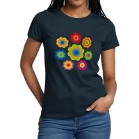 Spreadshirt T-Shirt 70er Jahre Hippie Flower Power Kostüm Blumen Fasching Frauen T-Shirt (1-tlg)