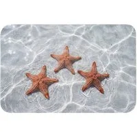 OnlyWow WC-Vorleger Seestern - Wasser - Klar, Höhe 10 mm, Polyester, Rechteckig, WC Teppich, Toilettenvorleger, Toilettenteppich, Badematte 60x40 cm