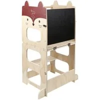 JEOBEST Stehhilfe Kleinkindturm, Lernturm, Stehturm, 3-in-1-Küchenhocker, (1 St, Holz, Klappbar) Helfer mit Kreidetafel
