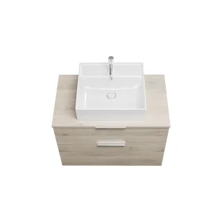 Burgbad Keramik Waschtisch-Set Eqio Eiche Dekor Flanelle/Alpinweiss, SGUP090F2632C0001 SGUP090F2632C0001