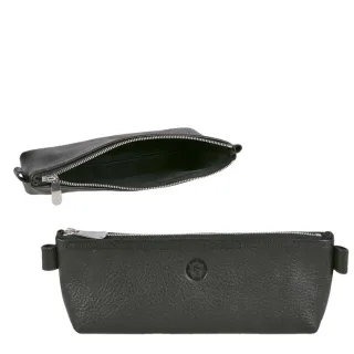 Federmäppchen geräumiges Hauptfach Leder schwarz 22x8cm | Sonnenleder Berit. Der elegante Organizer für Ihre Schreibgeräte im Business-Alltag.