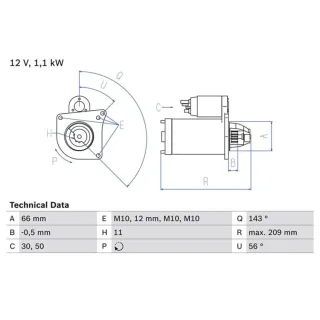 Bosch Anlasser 1,1 kW Renault 0986025390