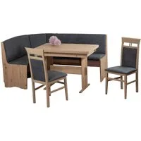 Stolebaenk Eckbankgruppe Duisburg Artisan Titanic Ibiza PE/MA, (Eckbankgruppe, 1 x Eckbank, 1 x Tisch, 2 Stühle), Eckbank beidseitig aufbaubar