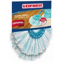Leifheit 2er Set Ersatzkopf CLEAN TWIST Disc Mop micro duo Wischbezug (Mikrofaser,Kunststoff, 32.0x32.0 cm, 2-tlg., Waschbar bis 60°C, nimmt Schmutz gründlich auf, 2-Faser-System)