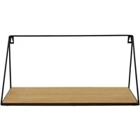 Levandeo® Wandregal, Wandregal Regal 39x15cm Schwarz Metall MDF Holz Natur Design Modern