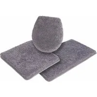 Möve Badematte Superwuschel, Badvorleger, Badezimmer Teppich, Höhe 40 mm, rutschhemmend beschichtet, schnell trocknend, strapazierfähig, fußbodenheizungsgeeignet, Polyester, rechteckig, 3-tlg. Hänge-WC Set, Mikrofaser-Badematte, Badteppich, rechtecki