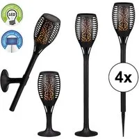 CEPEWA LED Solarleuchte 4er Set LED Solar Fackel, Flammenflackern ca. 58cm