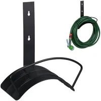 relaxdays Schlauchhalterung Schlauchhalter Wand schwarz