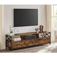 VASAGLE Lowboard TV-Schrank,Fernsehtisch mit 3 Schubladen,3 offenen Fächern, Wohnzimmer, für Fernseher bis zu 65 Zoll, 40 x 147 x 50 cm, Stahlgestell