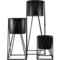 Spetebo Blumenständer Metall Pflanzenständer schwarz 3er Set - 70 / 47 / 26 cm (Set, 3 St., Blumenständer), Blumenhocker mit entnehmbarem Pflanztopf