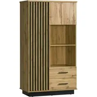 Beautysofa Hochkommode mit Zwei Türen und 2 Schubladen LAMELO, mit eleganten Lamellen