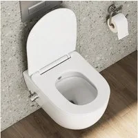 HOROW Dusch-WC Taharet -WC mit Softclose Toilettensitz, spülrandlose Toilette, Toilette mit Bidet-Funktion, Abgang waagerecht, Set, Wand-WC mit WC-Sitz Absenkautomatik