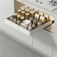 GarveeMore Küchenorganizer-Set 32-52CM Expandierbarer Ausziehbarer Schrank Organizer,FixiertmitKleber, Heavy Duty Auszug,Schubladen Ausziehbare Regale für Küche Speisekammer