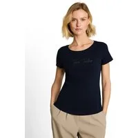 TOM TAILOR Kurzarmshirt Sommershirt mit Glitzer-Wording