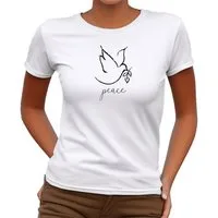 Banco T-Shirt Exklusives Kurzarm T-Shirt Damen Sommer Friedenstaube Unifarbe Unifarben