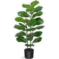 Kunstbaum Künstlicher Geigenblatt-Feigenbaum Kunstpflanzen 100cm, GarveeMore, Höhe 100 cm
